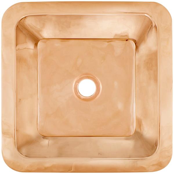 Linkasink - Small Square Hand-Crafted Smooth Metal Bath/Bar Sink 2 Inch Drain Opening