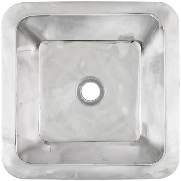 Linkasink - Small Square Hand-Crafted Smooth Metal Bath/Bar Sink 2 Inch Drain Opening