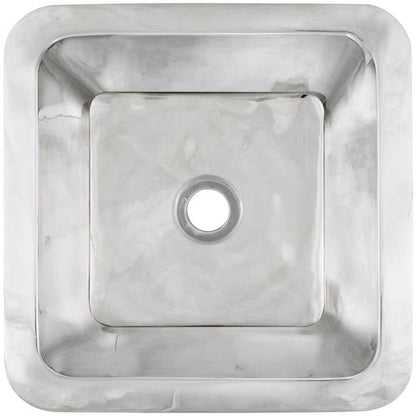 Linkasink - Small Square Hand-Crafted Smooth Metal Bath/Bar Sink 2 Inch Drain Opening