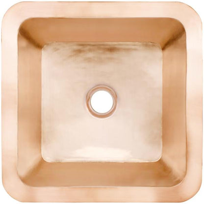 Linkasink - Small Square Hand-Crafted Smooth Metal Bath/Bar Sink 2 Inch Drain Opening