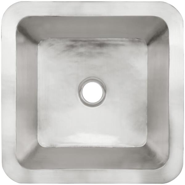 Linkasink - Small Square Hand-Crafted Smooth Metal Bath/Bar Sink 2 Inch Drain Opening