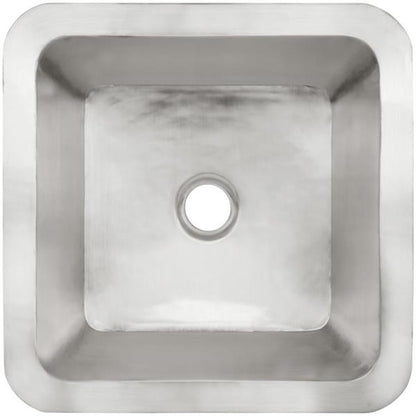 Linkasink - Small Square Hand-Crafted Smooth Metal Bath/Bar Sink 2 Inch Drain Opening