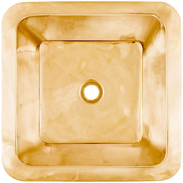 Linkasink - Small Square Hand-Crafted Smooth Metal Bath/Bar Sink 1.5 Inch Drain Opening