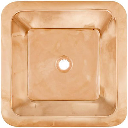 Linkasink - Small Square Hand-Crafted Smooth Metal Bath/Bar Sink 1.5 Inch Drain Opening