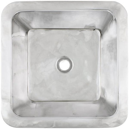 Linkasink - Small Square Hand-Crafted Smooth Metal Bath/Bar Sink 1.5 Inch Drain Opening