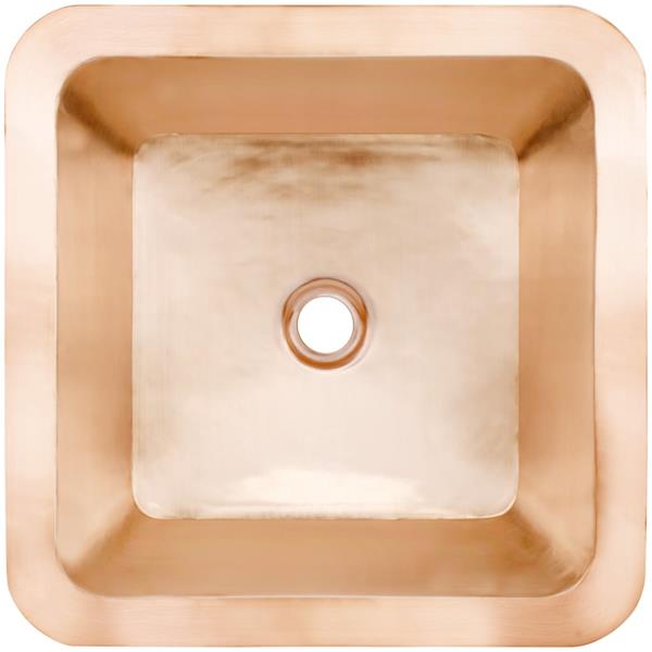 Linkasink - Small Square Hand-Crafted Smooth Metal Bath/Bar Sink 1.5 Inch Drain Opening
