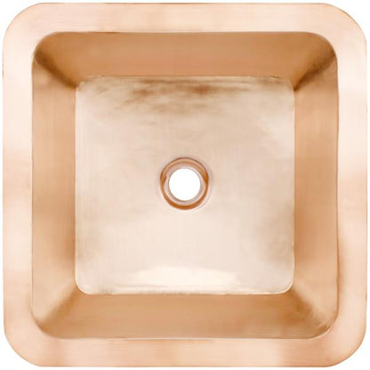 Linkasink - Small Square Hand-Crafted Smooth Metal Bath/Bar Sink 1.5 Inch Drain Opening