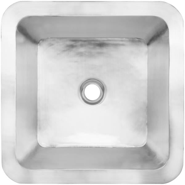 Linkasink - Small Square Hand-Crafted Smooth Metal Bath/Bar Sink 1.5 Inch Drain Opening