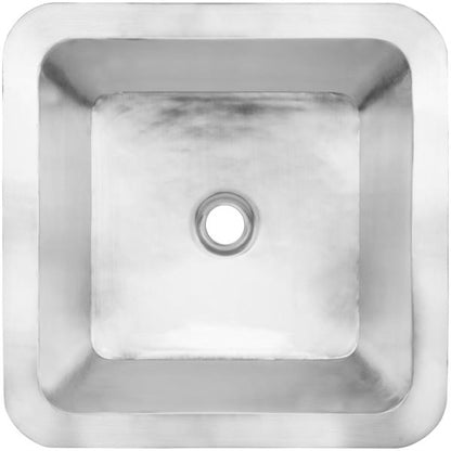 Linkasink - Small Square Hand-Crafted Smooth Metal Bath/Bar Sink 1.5 Inch Drain Opening