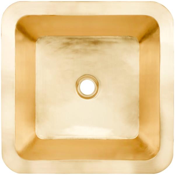Linkasink - Small Square Hand-Crafted Smooth Metal Bath/Bar Sink 1.5 Inch Drain Opening