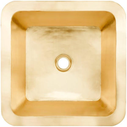 Linkasink - Small Square Hand-Crafted Smooth Metal Bath/Bar Sink 1.5 Inch Drain Opening
