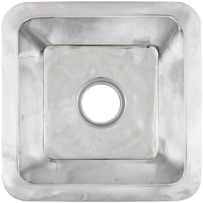 Linkasink - Small Square Hand-Crafted Smooth Metal Bar Sink 3.5 Inch Drain Opening