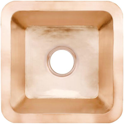 Linkasink - Small Square Hand-Crafted Smooth Metal Bar Sink 3.5 Inch Drain Opening