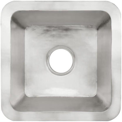 Linkasink - Small Square Hand-Crafted Smooth Metal Bar Sink 3.5 Inch Drain Opening