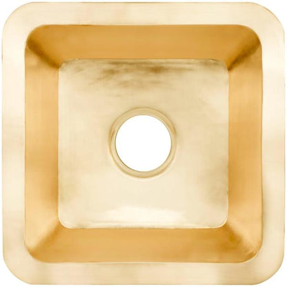 Linkasink - Small Square Hand-Crafted Smooth Metal Bar Sink 3.5 Inch Drain Opening