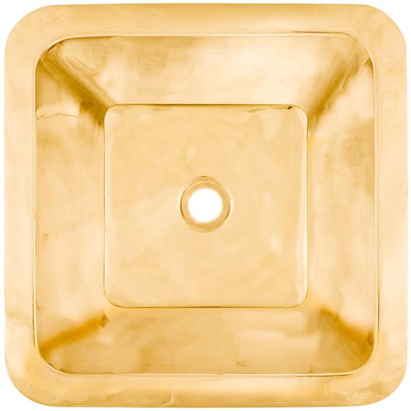 Linkasink - Large Square Hand-Crafted Smooth Metal Bar Sink 2 Inch Drain Opening