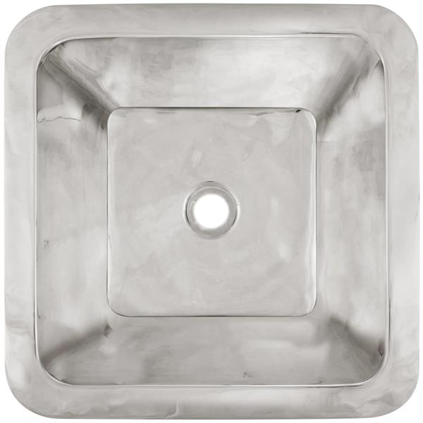Linkasink - Large Square Hand-Crafted Smooth Metal Bar Sink 2 Inch Drain Opening