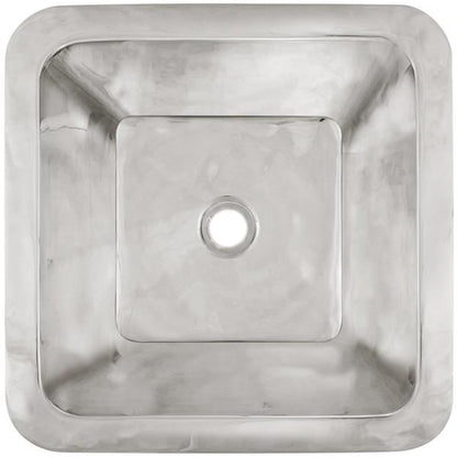Linkasink - Large Square Hand-Crafted Smooth Metal Bar Sink 2 Inch Drain Opening