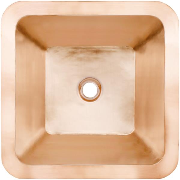 Linkasink - Large Square Hand-Crafted Smooth Metal Bar Sink 2 Inch Drain Opening