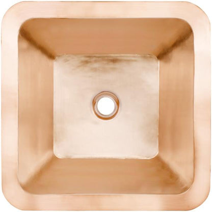 Linkasink - Large Square Hand-Crafted Smooth Metal Bar Sink 2 Inch Drain Opening