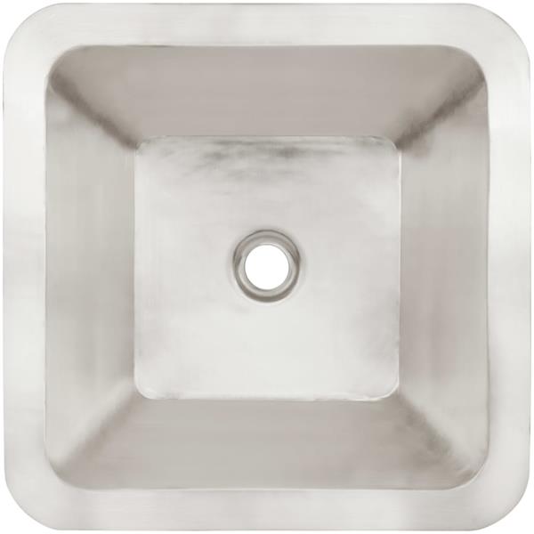 Linkasink - Large Square Hand-Crafted Smooth Metal Bar Sink 2 Inch Drain Opening