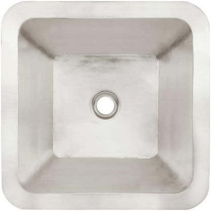 Linkasink - Large Square Hand-Crafted Smooth Metal Bar Sink 2 Inch Drain Opening