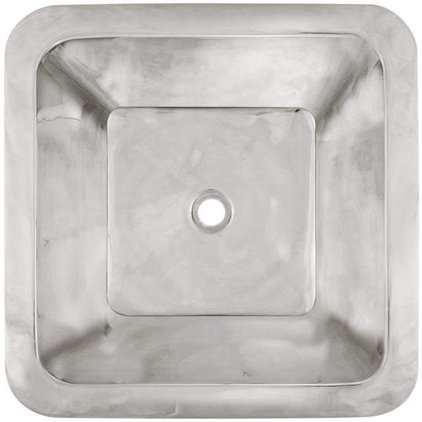 Linkasink - Large Square Hand-Crafted Smooth Metal Bar Sink 1.5 Inch Drain Opening