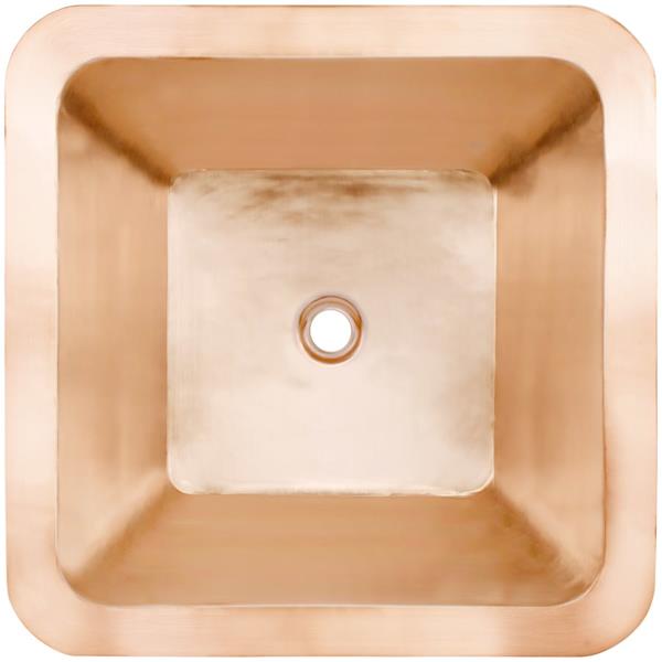 Linkasink - Large Square Hand-Crafted Smooth Metal Bar Sink 1.5 Inch Drain Opening