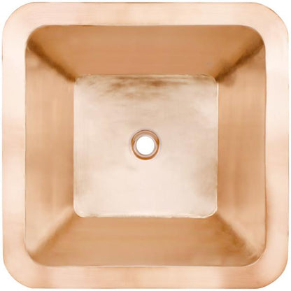 Linkasink - Large Square Hand-Crafted Smooth Metal Bar Sink 1.5 Inch Drain Opening