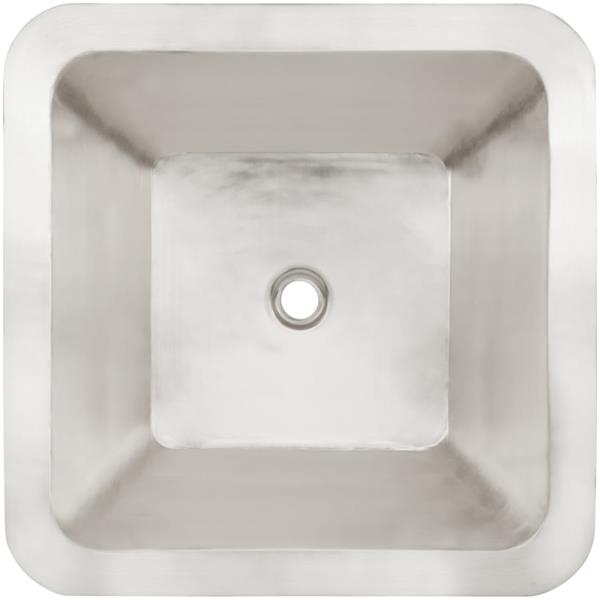 Linkasink - Large Square Hand-Crafted Smooth Metal Bar Sink 1.5 Inch Drain Opening