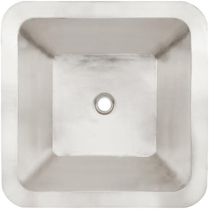 Linkasink - Large Square Hand-Crafted Smooth Metal Bar Sink 1.5 Inch Drain Opening