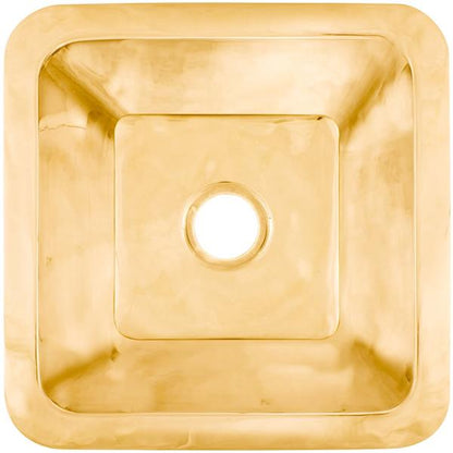 Linkasink - Large Square Hand-Crafted Smooth Metal Bar Sink 3.5 Inch Drain Opening