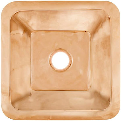 Linkasink - Large Square Hand-Crafted Smooth Metal Bar Sink 3.5 Inch Drain Opening