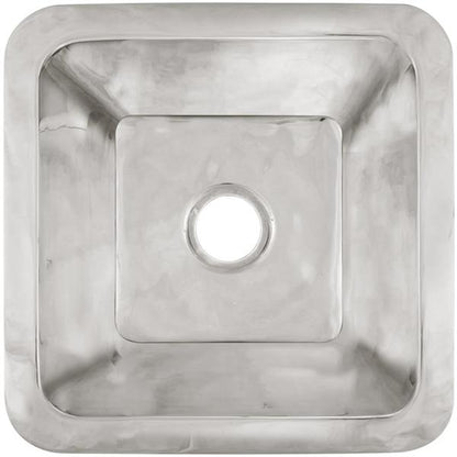 Linkasink - Large Square Hand-Crafted Smooth Metal Bar Sink 3.5 Inch Drain Opening