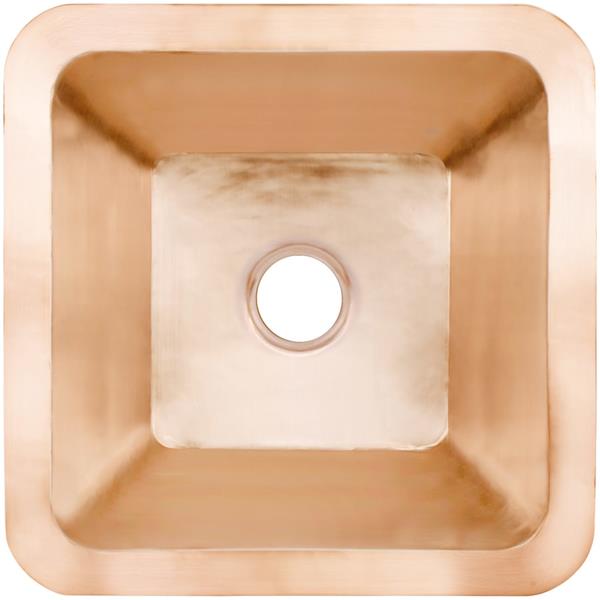 Linkasink - Large Square Hand-Crafted Smooth Metal Bar Sink 3.5 Inch Drain Opening