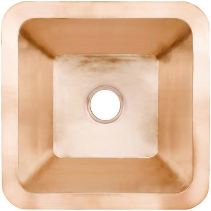 Linkasink - Large Square Hand-Crafted Smooth Metal Bar Sink 3.5 Inch Drain Opening