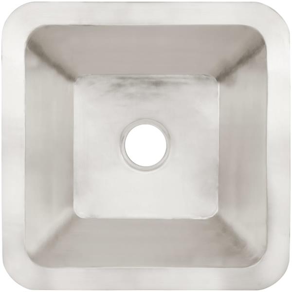 Linkasink - Large Square Hand-Crafted Smooth Metal Bar Sink 3.5 Inch Drain Opening