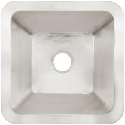 Linkasink - Large Square Hand-Crafted Smooth Metal Bar Sink 3.5 Inch Drain Opening