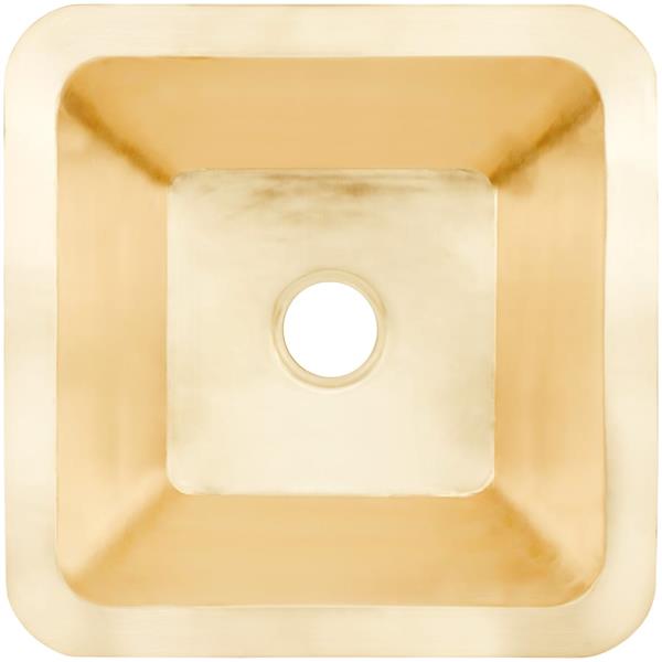 Linkasink - Large Square Hand-Crafted Smooth Metal Bar Sink 3.5 Inch Drain Opening