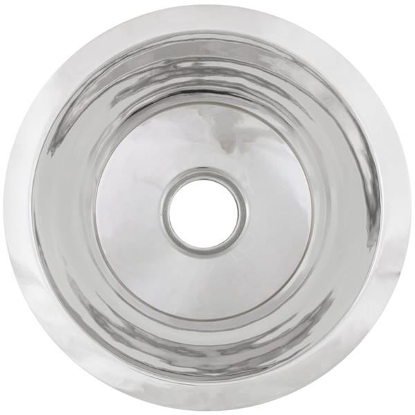Linkasink - Small Round Flat Bottom Hand-Crafted Smooth Metal Bar/Utility Sink