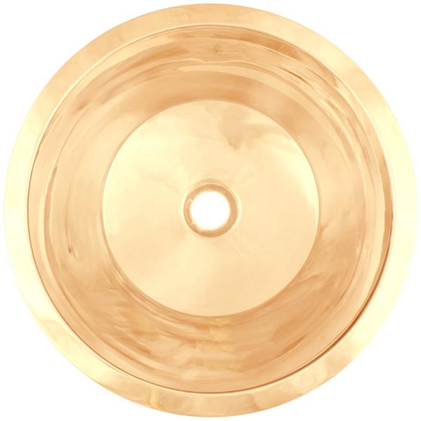 Linkasink - Large Round Flat Bottom Hand-Crafted Smooth Metal Bar/Utility Sink