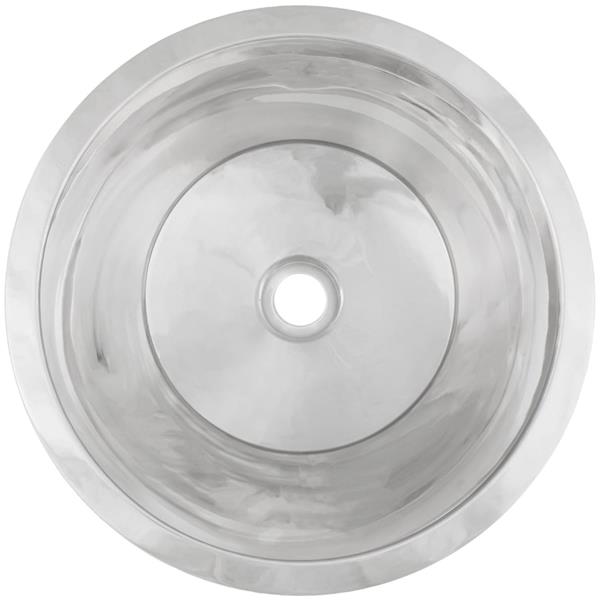 Linkasink - Large Round Flat Bottom Hand-Crafted Smooth Metal Bar/Utility Sink