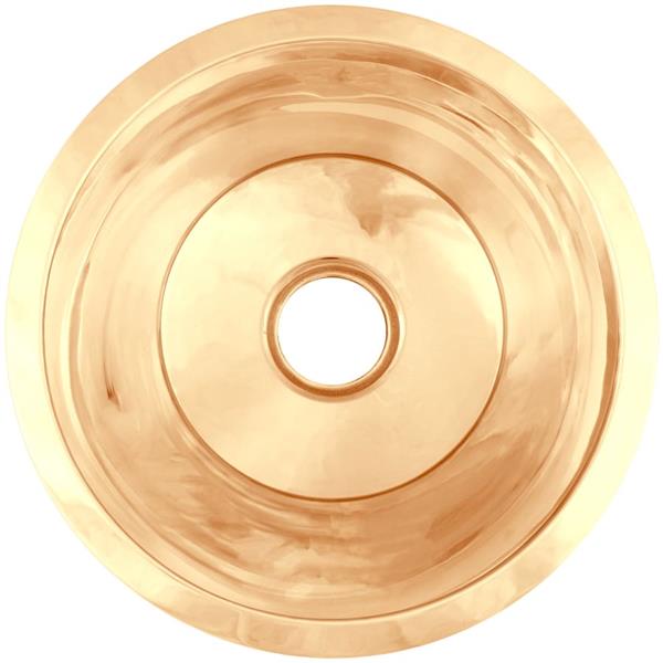Linkasink - Large Round Flat Bottom Hand-Crafted Smooth Metal Bar/Utility Sink