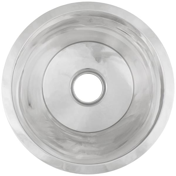 Linkasink - Large Round Flat Bottom Hand-Crafted Smooth Metal Bar/Utility Sink