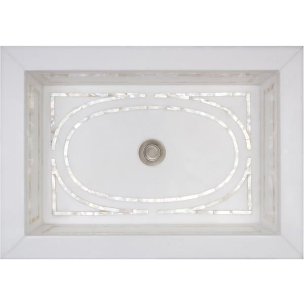 Linkasink - Graphic Mother Of Pearl Inlay Undermount Sink - White Marble