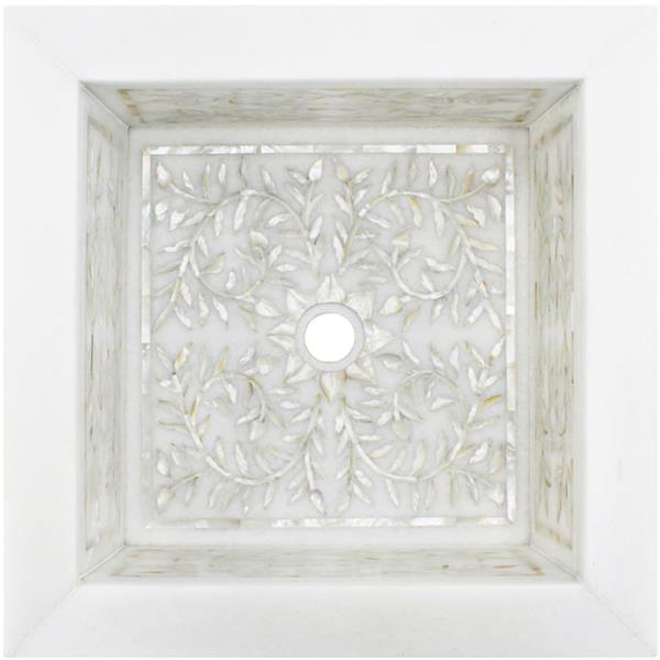 Linkasink - Floral Mother Of Pearl Inlay Drop-in Bar Sink - White Marble