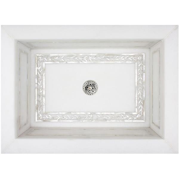 Linkasink - Floral Frame Mother Of Pearl Inlay Undermount Sink - White Marble