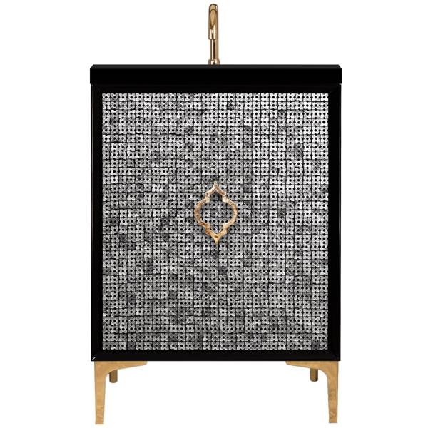 Linkasink - Mother Of Pearl With Arabesque Pull 24 Inch Wide Black Vanity