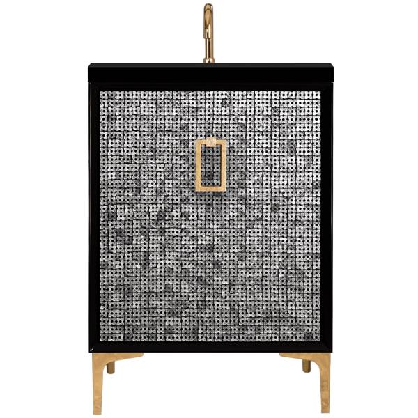 Linkasink - Mother Of Pearl With Coach Pull 24 Inch Wide Black Vanity