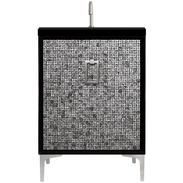 Linkasink - Mother Of Pearl With Coach Pull 24 Inch Wide Black Vanity